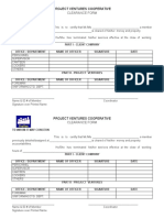 Project Ventures Cooperative Clearance Form