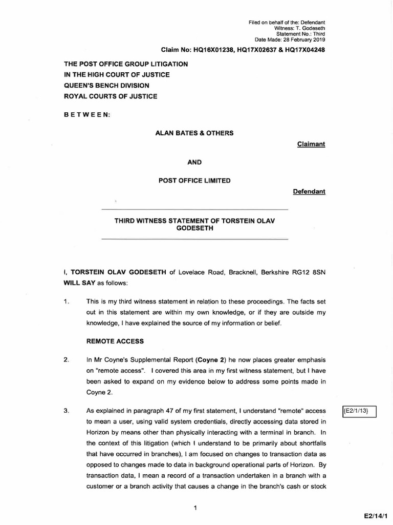 Third Witness Statement: T. Godeseth | PDF | Database Transaction ...