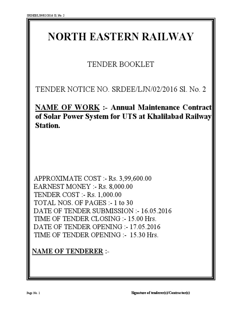 Solar System Maintenance Tender | PDF | Cheque | Banks
