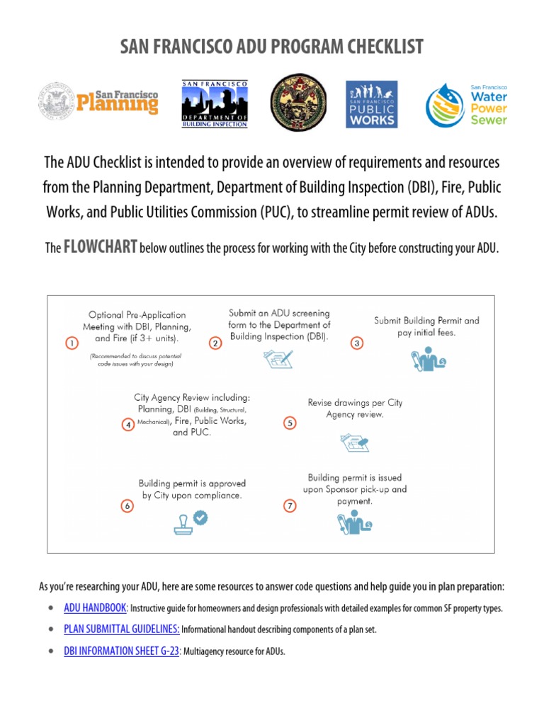 ADU Checklist San Francisco | PDF | Fire Sprinkler System | Street