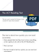 The ACT Reading Test: The Test Wasn't Created For Einstein It Was Created For High School Students!
