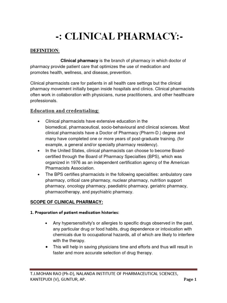 CLINICAL PHARMACY SIMPLE NOTES.pdf Pharmacy Dose (Biochemistry)