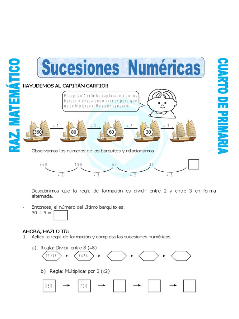 EjerciciosdeSucesionesNuméricasparaQUINTOdePrimaria