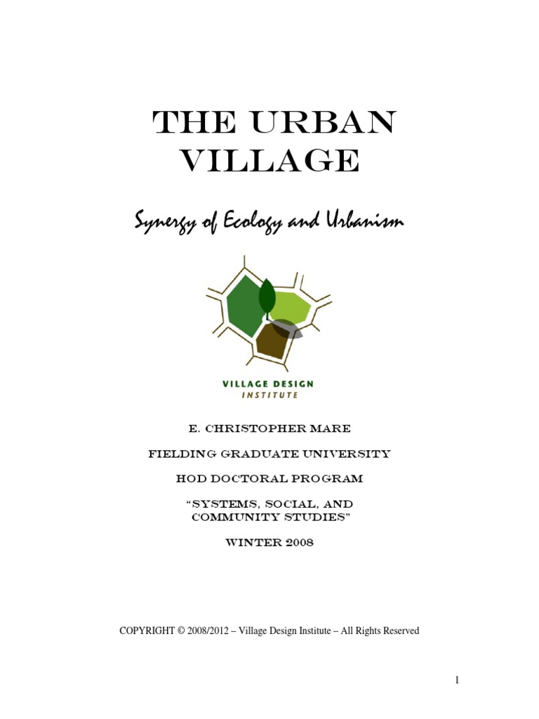 Urban Village Synergy PDF PDF Economic Growth Village