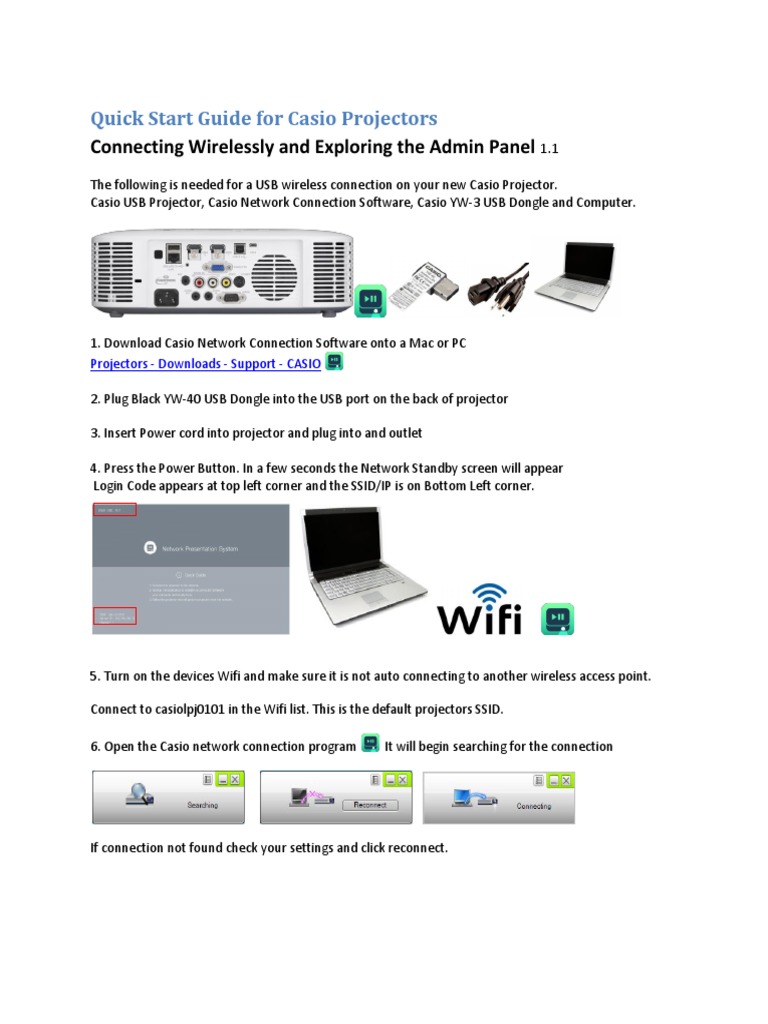 Wireless Setup for Casio Projectors | PDF