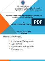 Hawassa University School of Environment, Gender and Development Department of Agribusiness & Value Chain Management