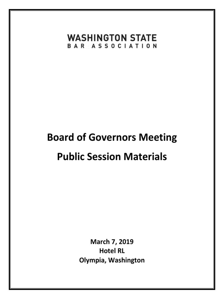 Washington State Bar Association - Board of Governors - March 2019 Public  Session Materials PDF | PDF | Lawyer | Board Of Directors