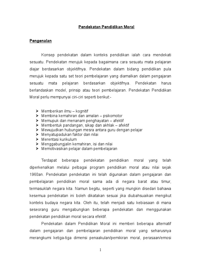 Approaches of Moral Education | PDF