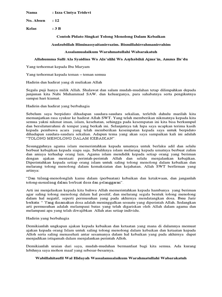 Contoh Pidato Singkat Tolong Menolong Dalam Kebaikan PDF