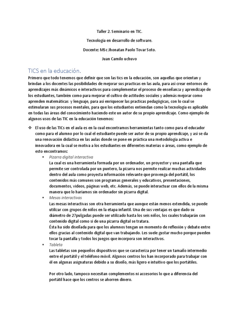 TIC en la Educación: Herramientas y Usos | PDF | Tecnología de ...