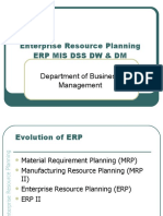 Enterprise Resource Planning Erp Mis Dss DW & DM: Department of Business Management