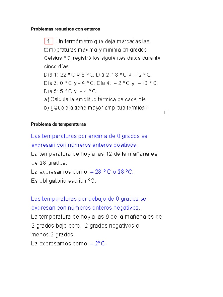 Hoja De Trabajo Con Problemas De Palabras Con Números Enteros 50+