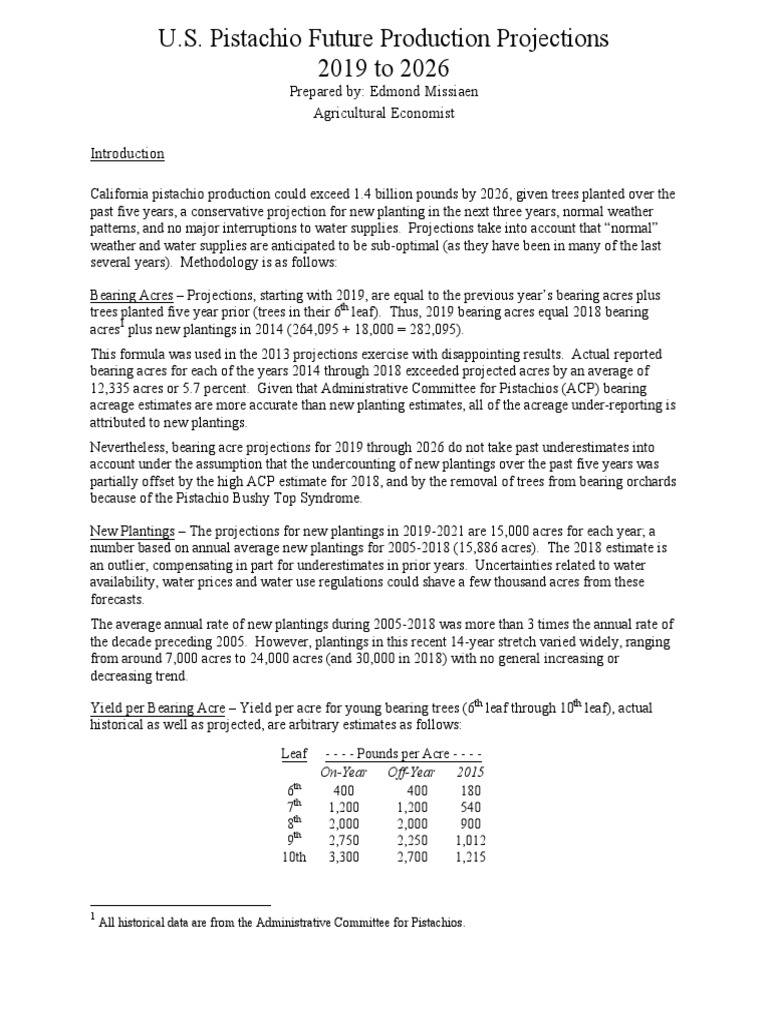 U.S. Pistachio Production Forecast 2019-2026 | PDF | Nature | Business