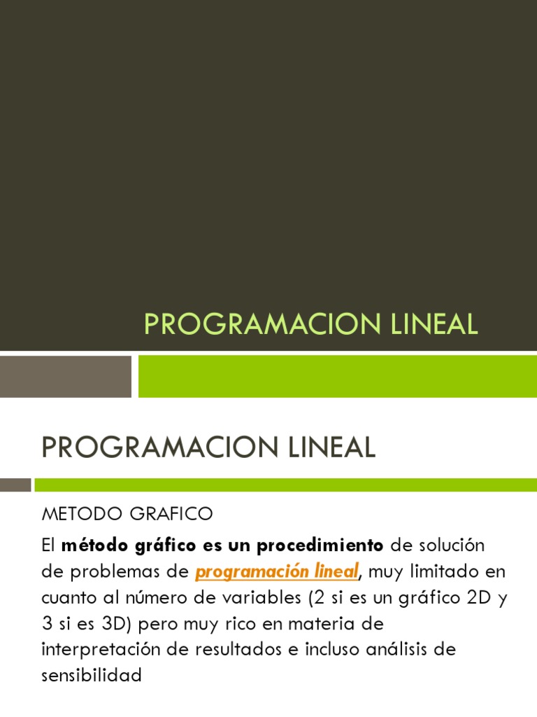 Método Gráfico en Programación Lineal | PDF | Programación lineal ...