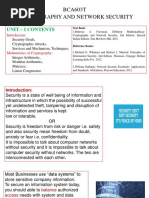 BCA603T Cryptography and Network Security: Unit - I Contents