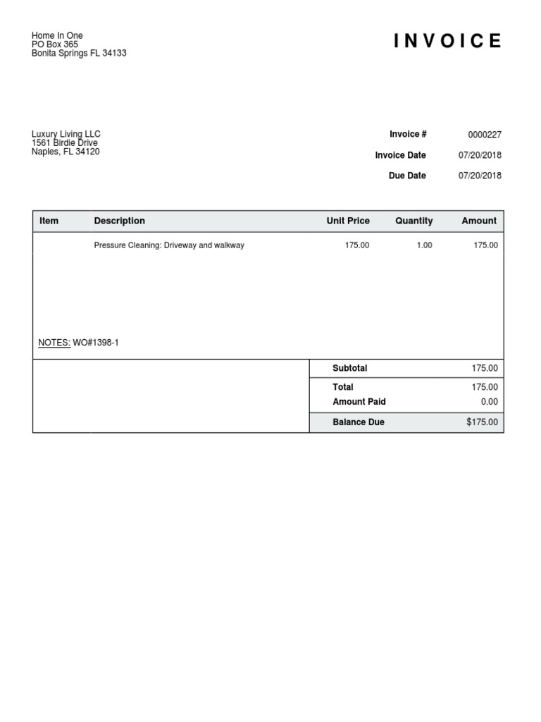 Invoice: Item Description Unit Price Quantity Amount | PDF