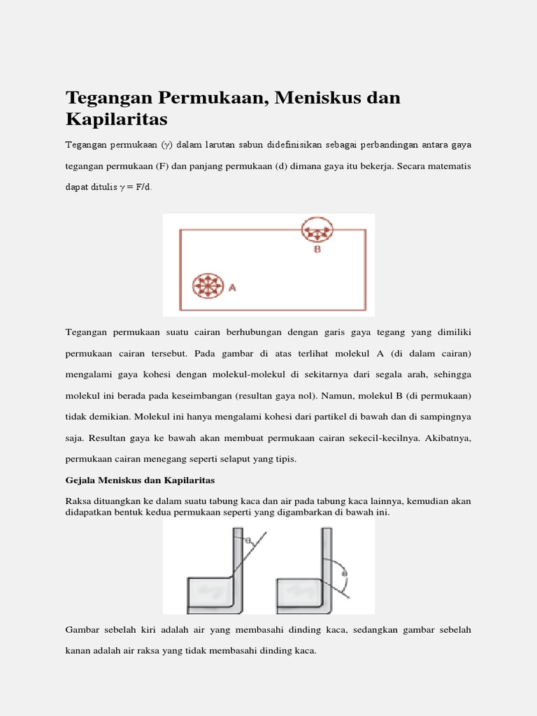 Contoh Soal Tegangan Permukaan Dan Meniskus Zat Cair