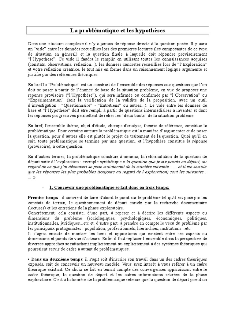 Pdf Telecharger Exemple De Problematique Et Hypothese Gratuit Pdf Pdfprof Com