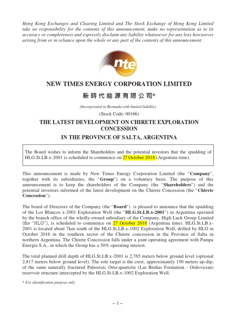 LB.x2001 Spud Announcement To HKEX v5 PDF Board Of