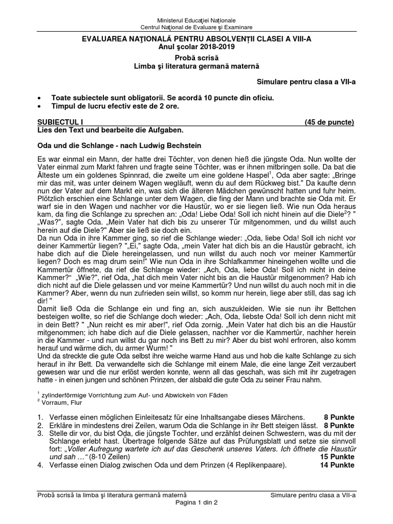 En Vii Germana Materna 2019 Var Simulare Lge