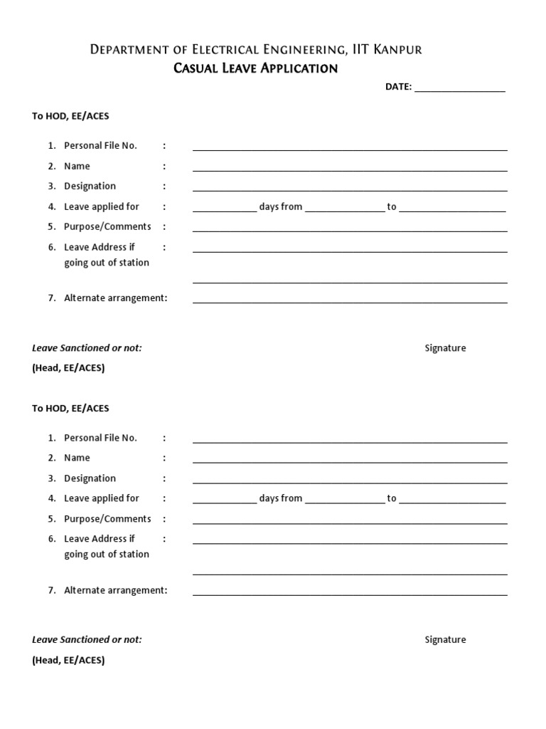 Casual Leave Application Form | PDF | Career & Growth