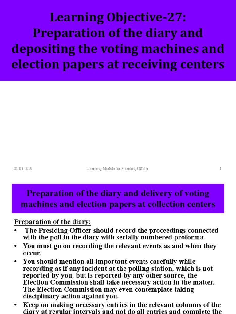 Presiding Officer Diary Preparation Guide | PDF | Group Decision Making ...