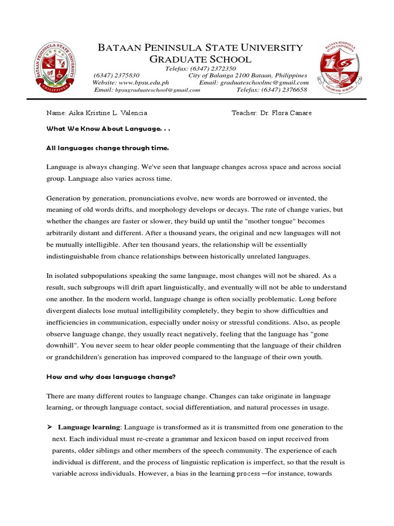 Language Change Over Time Exploring the Natural Evolution and