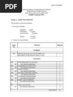 SPM Percubaan 2007 SBP English Language Paper 1 Marking Scheme