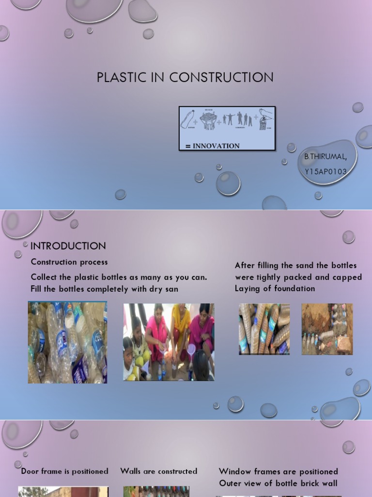 Plastic in Construction: B.Thirumal, Y15AP0103 | PDF | Plastic | Brick
