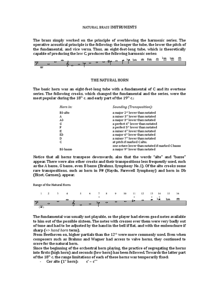 Natural Brass Instruments PDF French Horn Trumpet
