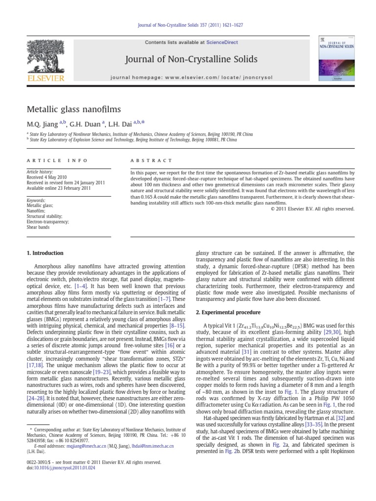 Journal of NonCrystalline Solids M.Q. Jiang, G.H. Duan, L.H. Dai