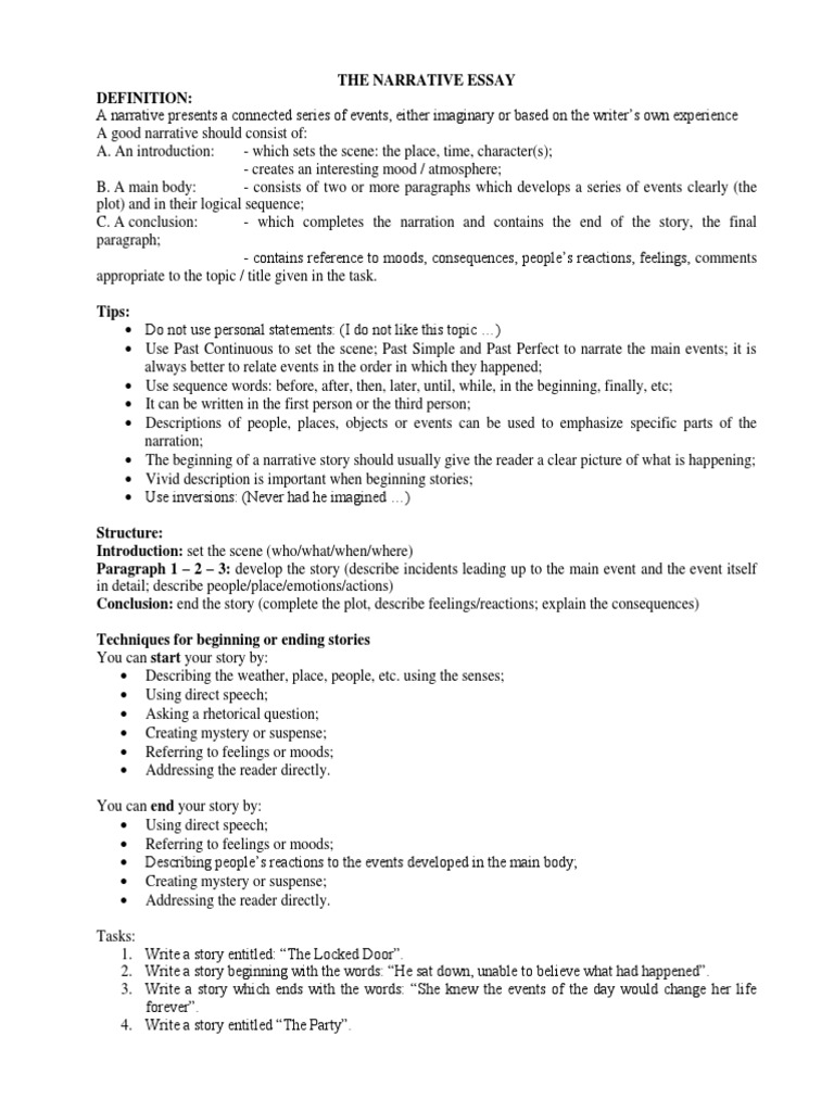 narrative essay thesis