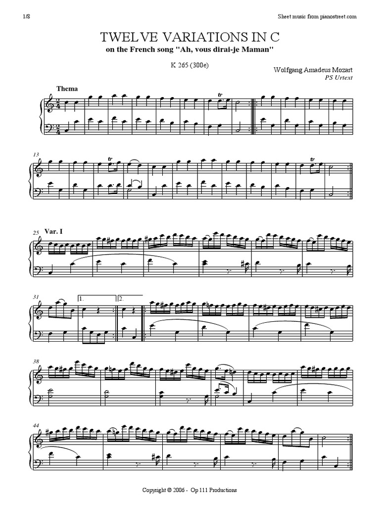 Mozart Variations k265 Psu PDF | PDF