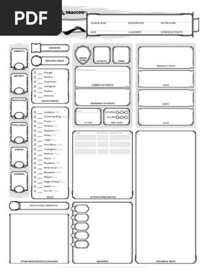 Dnd 5e Charactersheet Form Fillable Pdf Pdf Leisure Activities Tabletop Games
