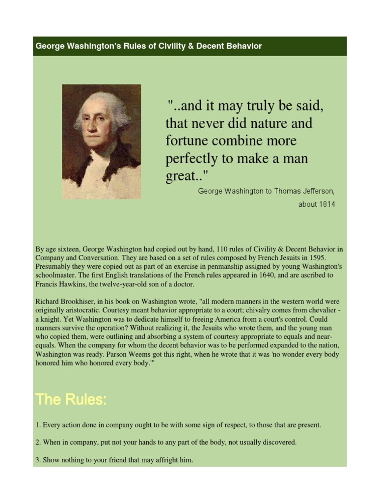 Washington's Rules of Civility Washington