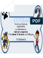 Esteban: Te Invito A Mi Fiesta de Cumpleaños Lo Celebraremos en El Día Sábado 23 de Marzo A Las 3:00 P.M. Te Esperamos!