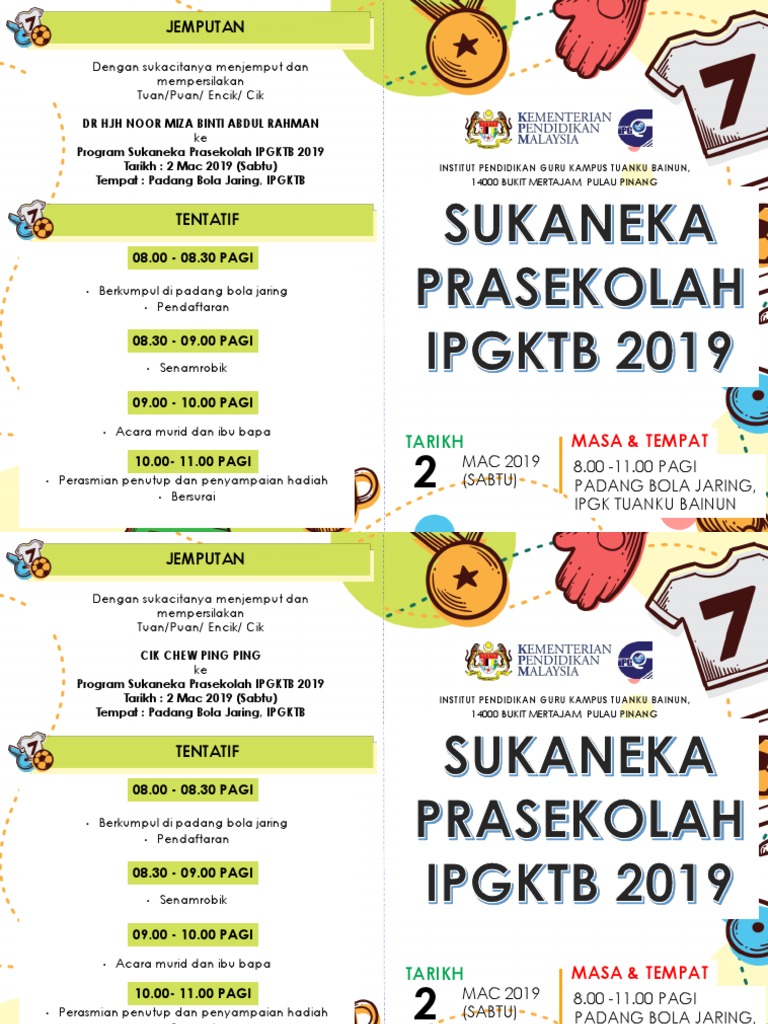 Program Sukaneka Prasekolah 2019 | PDF
