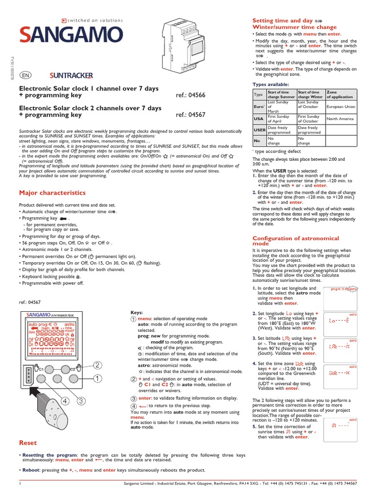 Sangamo Timer Setup Instructions | PDF | Clock | Daylight Saving Time