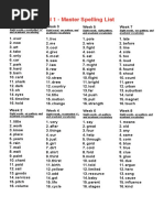 Fifth Grade Master Spelling Lists | PDF