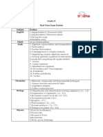 Grade IX First Term Exam Portion Subjects and Chapters