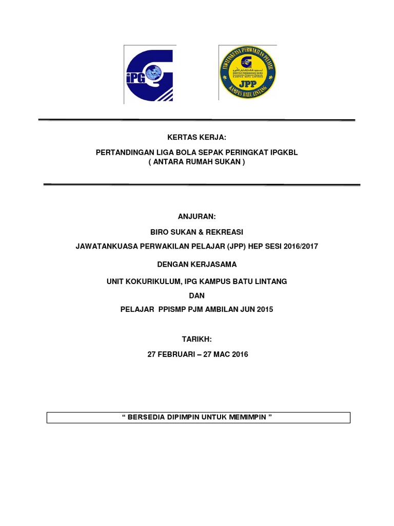 Pertandingan Bola Sepak IPGKBL 2016 | PDF