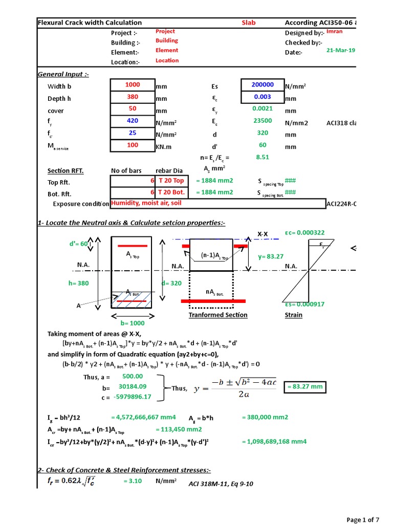 ACI 350-06 & ACI224R-01 Rec Sec Flexural Crack Width Control Rev00 07 ...