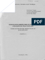 Tehnologia Distilarii Petrolului Coloane de Fractionare - Indrumator Pentru Proiecte de An Si de PDF