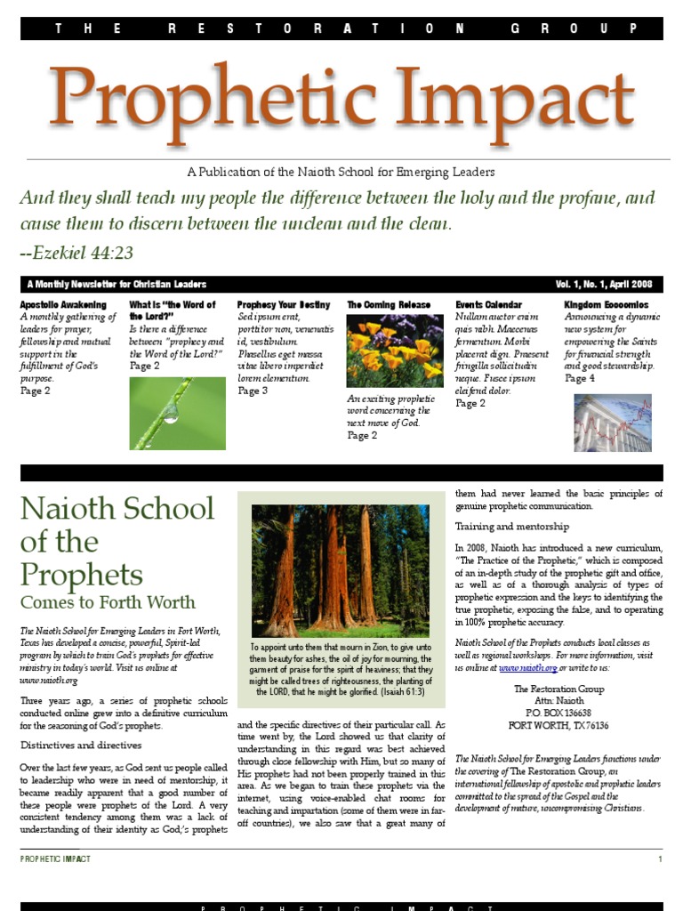 Naioth School: Prophetic Training Program | PDF | Prophecy | Prophet