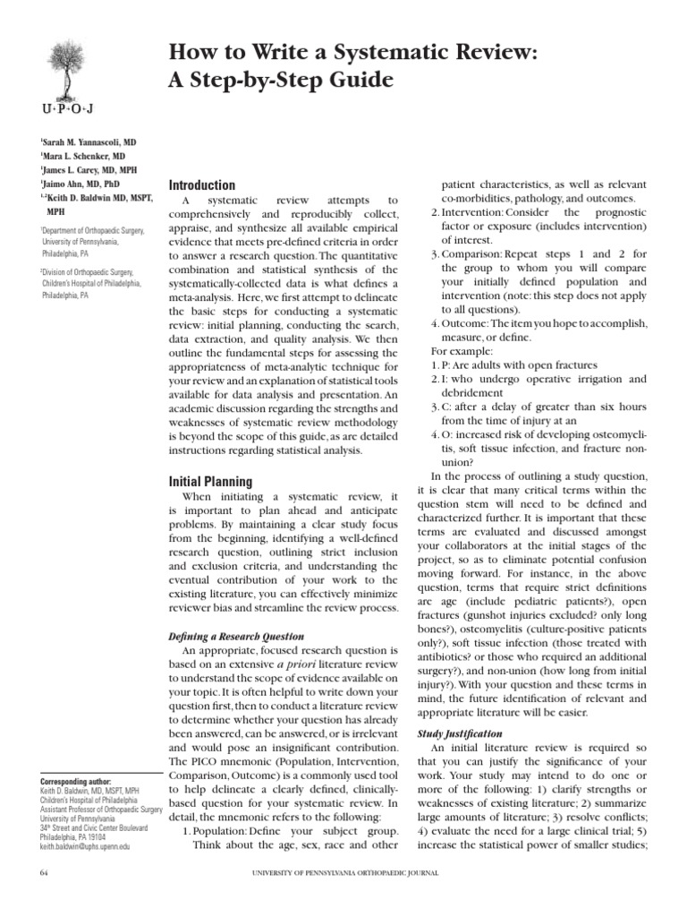 Guide to Writing a Systematic Review | PDF | Systematic Review | Meta ...