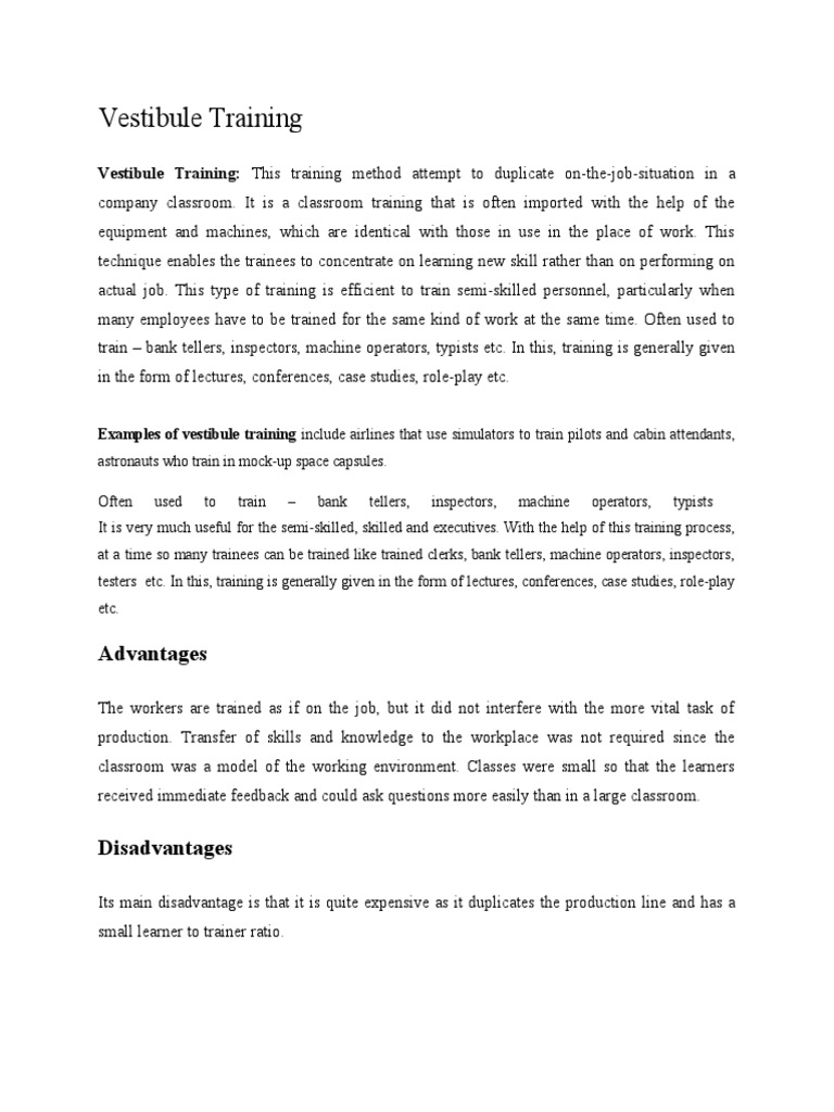 Vestibule Training PDF