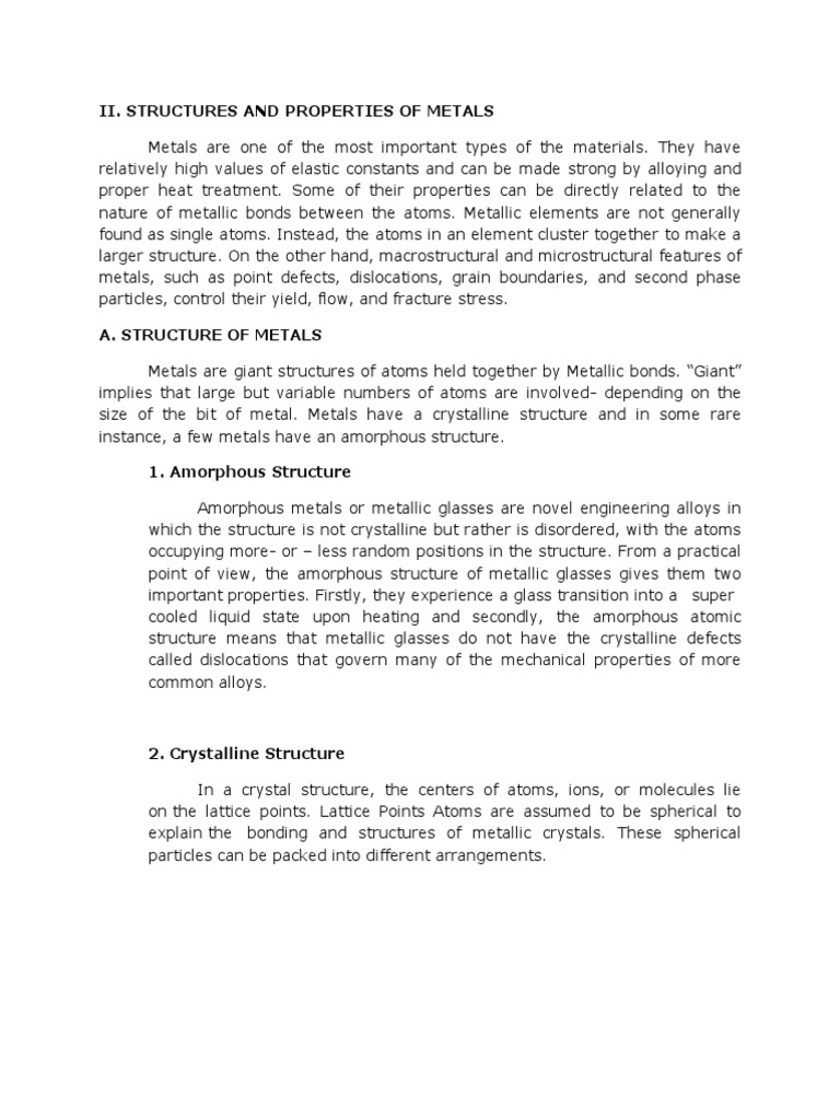 Metallic Crystal Structures Explained | PDF | Crystal Structure ...