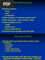 Data Representation: Outline