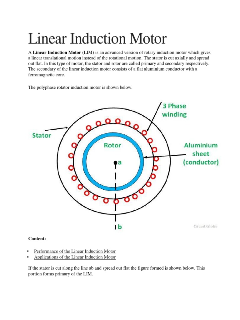 Linear Induction Motor Notes PDF Electric Motor