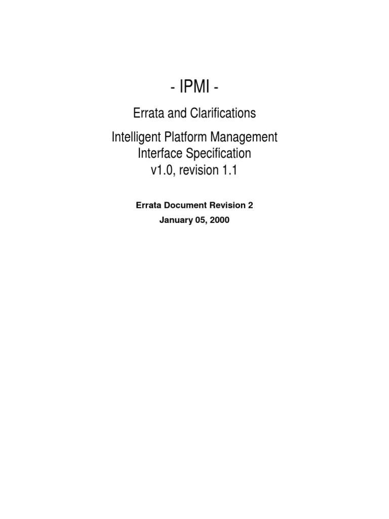 IPMI Errata and Clarifications Intelligent Platform Management ...